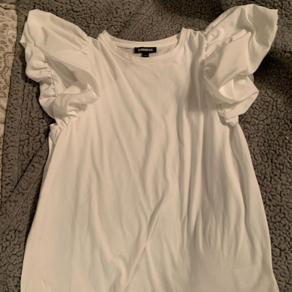super cute white express puff sleeve shirt!!
